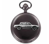 British Classic car 2000 Mk2 Saloon ref265 Pewter Effect Design on a Polished Black case Men's Gift Quartz Pocket Watch fob