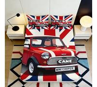 British Classic Car 3D Printed Fitted Sheet Microfiber Deep Pocket Non-Slip Bedroom Bedding Union Style Mattress Fitted Cover Washable 180x200x25cm