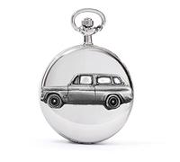 British Classic car Angia 105E Estate ref70 Pewter Effect Design on a Polished Silver case Men's Gift Quartz Pocket Watch fob
