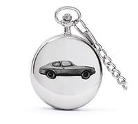 British Classic car Capri Mk2 ref73 Pewter Effect Design on a Polished Silver case Men's Gift Quartz Pocket Watch fob