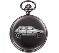 British Classic car Fiesta 4 Door 1989 ref85 Pewter Effect Design on a Polished Black case Men's Gift Quartz Pocket Watch fob