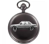 British Classic car Granada MK2 GHIA ref86 Pewter Effect Design on a Polished Black case Men's Gift Quartz Pocket Watch fob
