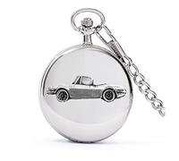British Classic car Stag Convertible ref318 Pewter Effect Design on a Polished Silver case Men's Gift Quartz Pocket Watch fob