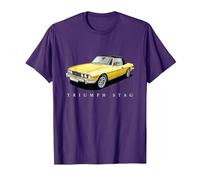 British Classic Sports Cars - Yellow Triumph Stag T-Shirt, Men, Purple, Small
