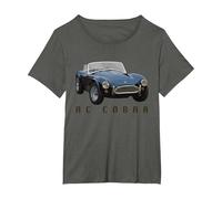 British Classic Super Car AC Cobra T-Shirt, Women's Plus, Asphalt Grey, 5X