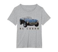 British Classic Super Car AC Cobra T-Shirt, Women's Plus, Heather Grey, 6X