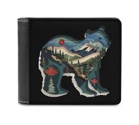 British Columbia Bear Men's Bifold Wallet Slim Cash Card Holder Leather Purse
