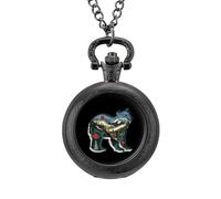 British Columbia Bear Vintage Pocket Watch Alloy Pendant Watches Necklace Gift for Men Women Black-Style