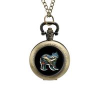 British Columbia Bear Vintage Pocket Watch Alloy Pendant Watches Necklace Gift for Men Women Coppery-Style