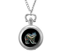 British Columbia Bear Vintage Pocket Watch Alloy Pendant Watches Necklace Gift for Men Women Silver-Style