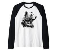 British Columbia Canada Bear Portrait Raglan Baseball Tee