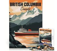 British Columbia Poster Jigsaw Puzzles 1000 Pieces for Adults Boost Memory Peaceful Fun Quality Cut Lovely Gift (38x26cm)