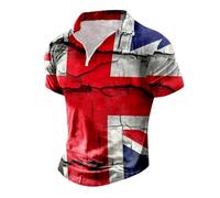 British Coronation Union Jack Big and Tall T Shirts for Men UK British Flag Summer Shirt Short Sleeve Solid Shirt Men's Linen Shirt Beach Tops King Charles Coronation 2024 Funny T Shirts C-White