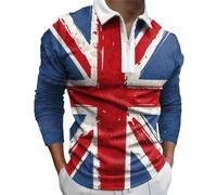 British Coronation Union Jack Mens Tshirts Graphic Queen Platinum Jubilee Cotton Regular Fit Short Sleeve No Iron Casual Beach Summer Aloha Shirt King Charles Coronation Summer Tunic Tops A-Blue