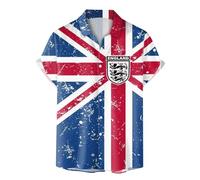 British Coronation Union Jack Mens V Neck T Shirts UK British Flag Casual Short Sleeve T-Shirts Outfits for Holiday Wear Button Down Hawaii Aloha Clothes King Charles 2024 Baseball Shirt