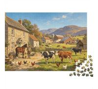 British Country Farm Puzzle for Adults 1000 Piece Recycled Rural Livestock Puzzles for Elderly Impossible Hard Difficult Challenging Great Gift Idea for Women 38x26cm/1000pcs