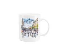 British Cycling Mug - Watercolour Bike Race Gift for Cyclists - Tea/Coffee Bone China Cup Present