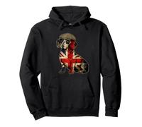 British Dachshund Dog Union Jack UK Flag Pullover Hoodie