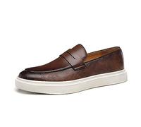 British Elegance Men's Business Retro Casual Leather Slip-On Loafers by Ying LUN Le Fu Shoes, Brown, 6.5 UK