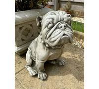 British English Bulldog Stone Statue | Animal Dog Puppy Outdoor Garden Ornament