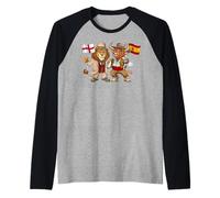 British English Spanish Roots England UK Spain Flag Raglan Baseball Tee