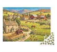 British Farm Jigsaw Puzzle 1000 Piece Recyclable Material Rural Scenery Puzzles for Elderly Relieve Senile Dementia Fun Activity Great Gift Idea 52x38cm/1000pcs