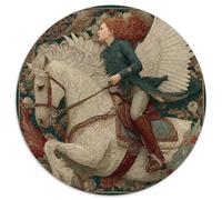 British Female Rider Riding A White Horse with White Wings,Puzzles Gemusterte Nachhaltige Puzzles Für Erwachsene Hochwertige Holzspielpuzzles 1000pcs (67.5x67.5cm)