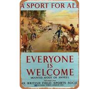 British Field Sports Society Hunting For All Wall Poster Metal Band Tin Signs Retro Garage Plaque Decorative Living Room Garden Bedroom Office Hotel Cafe Bar Metal Sign Plaque Poster 8X12 Inch