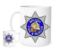 British Fire & Rescue Emblem Mug - Firefighter Gift, Union Jack Helmet Design, Fire Service Appreciation Coffee Cup, Ceramic 11oz