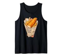 British Fish and Chips Vintage Newspaper Style Seaside Food Tank Top