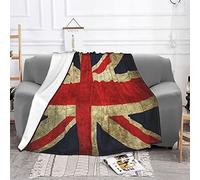 British Flag Blanket,Vintage Union Jack Blue Red Flag Throw Blankets, Fleece Plush Ultra Soft Cozy Fuzzy Warm Blanket for Bed Couch Chair Fall Camp Sofa Car Office Gift 50"x40"