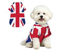 British flag Breathable Hawaiian Dog Shirt Summer Button Up Top for Small Medium Dogs L