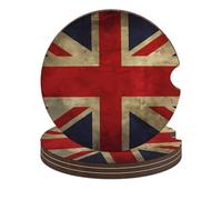British Flag Car Coasters, 4PCS Non-Slip Car Cup Holder Coasters with Cork Base, Heat Resistant & Waterproof Drink Coaster for Women Men
