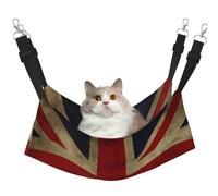 British Flag Cat Hammock for Cage Hanging Soft Pet Hammock Bed with Adjustable Straps and Metal Hooks Reversible Double Sided Hanging Bed Soft Sleeping Hammock for Cats