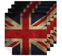 British Flag Cloth Napkins 18 X 18 Inch, 4 PCS Polyester Napkins, Soft & Absorbent Cloth Dinner Napkin for Wedding, Party, Restaurant, Elegant Table Decor
