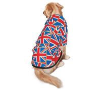 British Flag Dog Hoodies with Pocket Warm Pullover Pets Shirts Dog Sweater Clothes for Medium Large Dogs