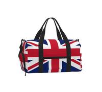 British Flag Duffel Bag with Shoe Compartment - Lightweight Water-Resistant Holdall Gym Bag with Built-in Wet and Dry Separation Pouch