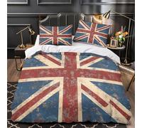 British Flag Duvet Cover 3D Design Printed Luxury 3 Pieces Bedding Set Zipper vintage Retro Design Quilt Cover Super Soft Durable for Teens Kids Girls Boys Women Adults Youth Single（135x200cm）