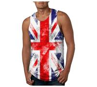 British Flag Gym Vest for Men - Workout Tank Top | Vintage UK Design | Breathable Training Shirt (M) Pink