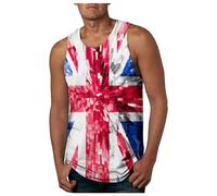British Flag Gym Vest for Men - Workout Tank Top | Vintage UK Design | Breathable Training Shirt (Watermelon Red, XXXL)