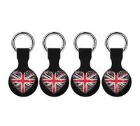 British Flag in Heart Shape Keychain Holder Case Compatible with AirTag Waterproof Silicone Shell Protective Case 4PCS