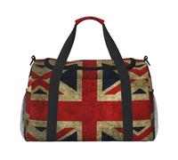 British Flag Large Travel Duffle Bag with Shoulder Strap,Water-Resistant Twill Weekender Bag for Men Women,Spacious Carryall Gym Bag