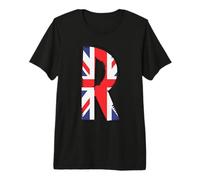 British Flag Letter R Distressed Initial Graphic Premium T-Shirt