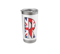 British Flag Letter R Distressed Initial Graphic Stainless Steel Insulated Tumbler