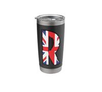 British Flag Letter R Distressed Initial Graphic Stainless Steel Insulated Tumbler