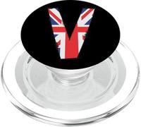 British Flag Letter V Distressed Initial Graphic PopSockets PopGrip for MagSafe