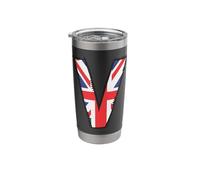 British Flag Letter V Distressed Initial Graphic Stainless Steel Insulated Tumbler