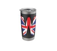 British Flag Letter W Distressed Initial Graphic Stainless Steel Insulated Tumbler