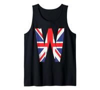 British Flag Letter W Distressed Initial Graphic Tank Top
