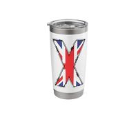 British Flag Letter X Distressed Initial Graphic Stainless Steel Insulated Tumbler